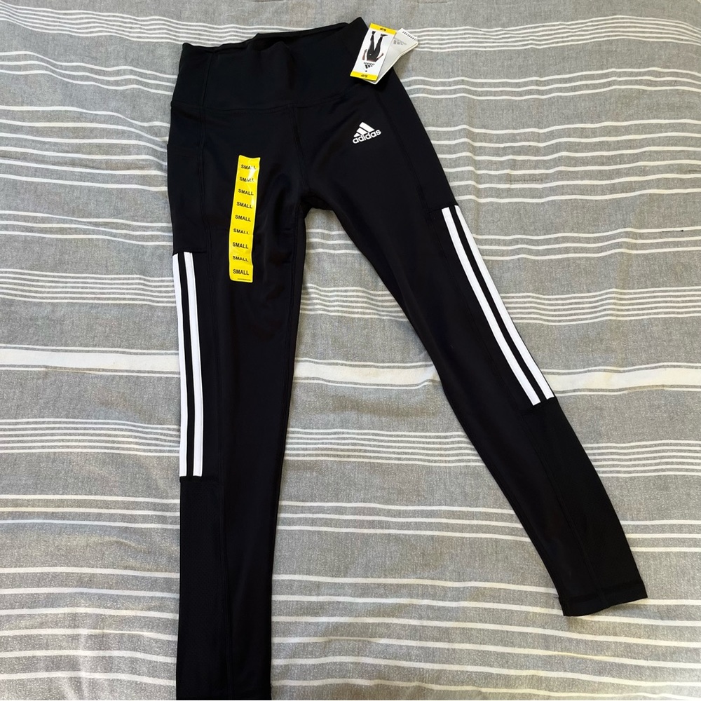 Adidas 3 stripes black leggings